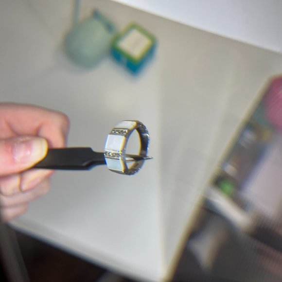 Abalone Shell Trilogy Panel .925 Sterling Silver Vintage Ring - Picture 6 of 11